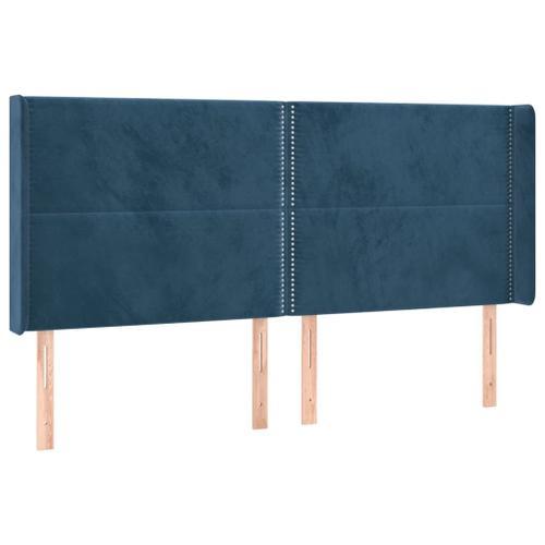 Vidaxl T?Te De Lit Avec Oreilles Bleu Fonc? 203x16x118/128 Cm Velours on Productcaster.