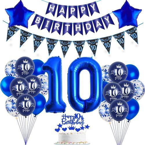 Ballons 10 Ans Anniversaire Decoration,Bleu Decoration Gâteau Anniv... on Productcaster.