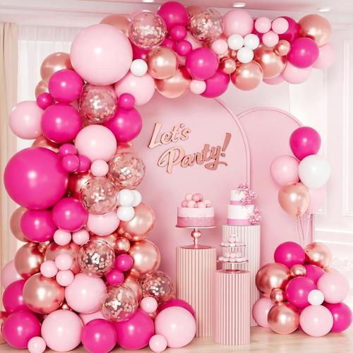 Kit Arche Ballon Rose, 135 Pièces Arche Ballons Anniversaire Rose G... on Productcaster.