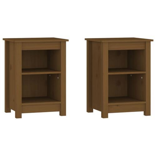 Vidaxl Tables De Chevet 2 Pcs Marron Miel 40x35x55 Cm Bois Pin Massif on Productcaster.