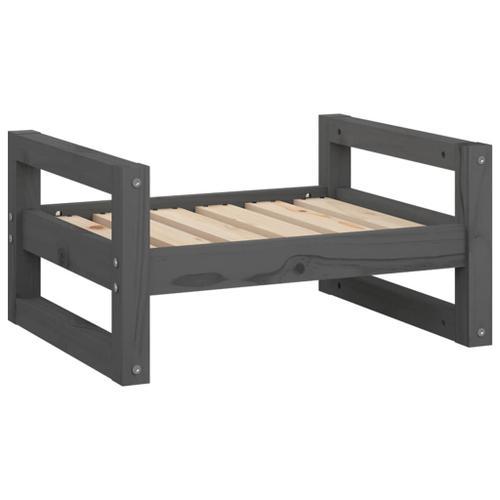 Vidaxl Lit Pour Chien Gris 55,5x45,5x28 Cm Bois De Pin Solide on Productcaster.