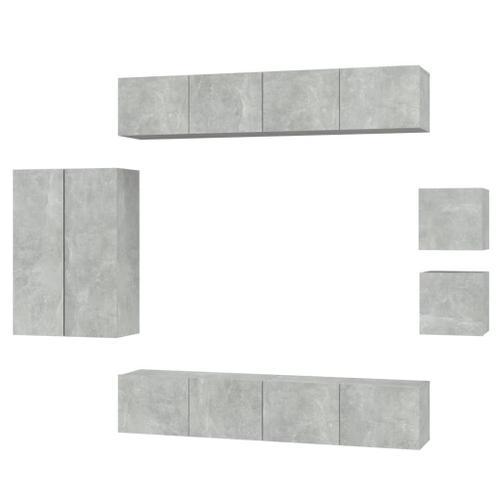 Vidaxl Ensemble De Meubles Tv 8 Pcs Gris Béton Bois D'ingénierie on Productcaster.