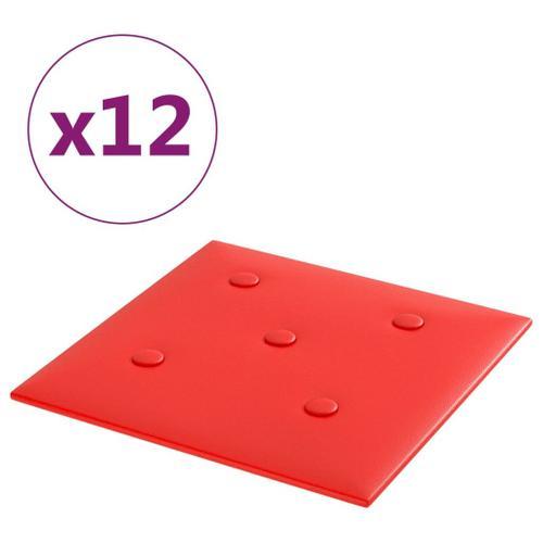 vidaXL Panneaux muraux 12 pcs Rouge 30x30 cm Similicuir 1,08 m² on Productcaster.