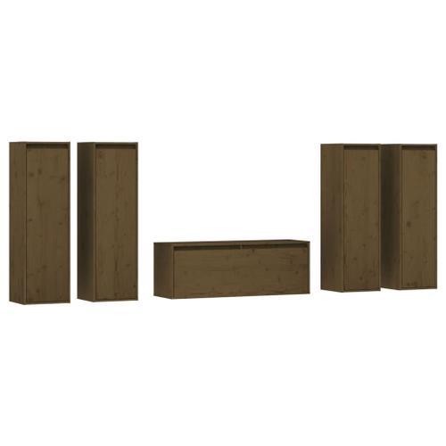 Vidaxl Meubles Tv 5 Pcs Marron Miel Bois Massif De Pin on Productcaster.