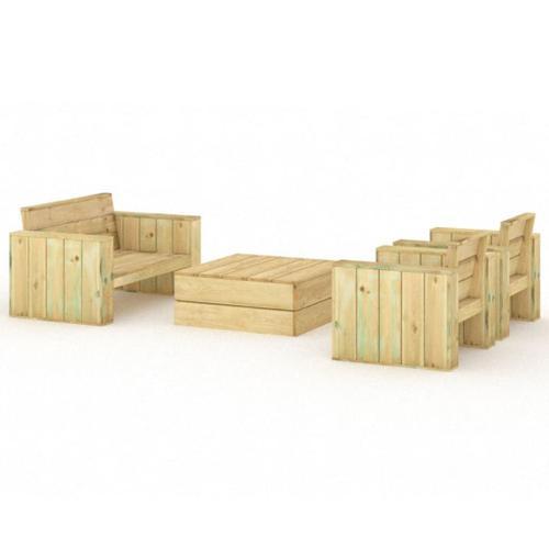 Vidaxl Salon De Jardin 4 Pcs Bois Massif De Pin Imprégné on Productcaster.