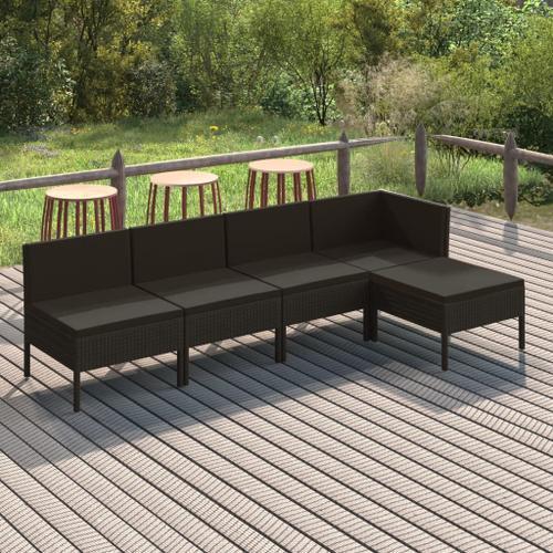 Vidaxl Salon De Jardin 5 Pcs Avec Coussins Résine Tressée Noir on Productcaster.