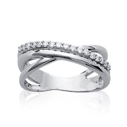 Bague Croisée Trois Rangs Femme - Argent Massif 925/1000 Rhodié - Z... on Productcaster.