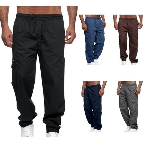 Hommes Pantalons En Coton Pantalons Regular Slim Casual Pure Color ... on Productcaster.