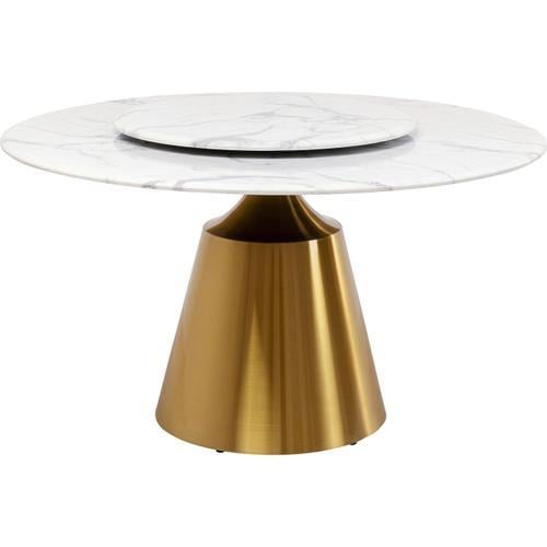 Table Lucia 135cm Blanche Et Dorée Kare Design on Productcaster.