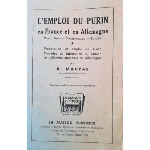 L'emploi Du Purin En France Et En Allemagne- Production- Conservati... on Productcaster.