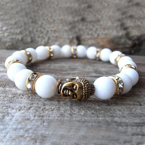 Sn0573bracelet Bouddha En Pierre Blanche, Bracelet En Strass Pour F... on Productcaster.