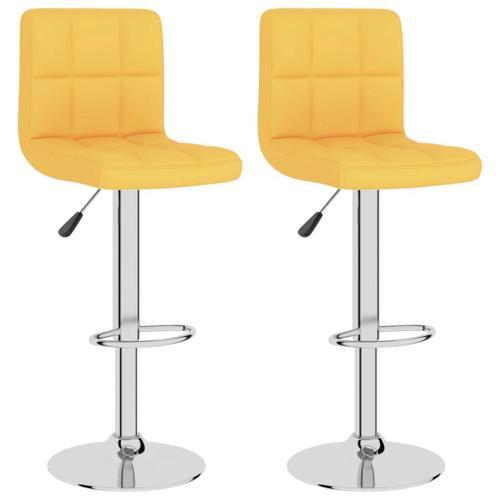 Vidaxl Tabourets De Bar 2 Pcs Jaune Moutarde Tissu on Productcaster.