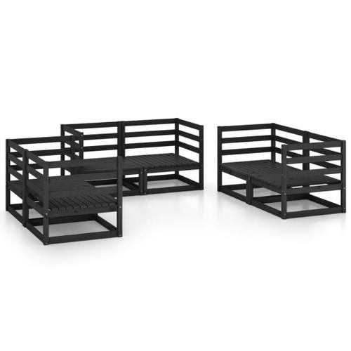 Salon De Jardin 6 Pcs Noir Bois De Pin Massif on Productcaster.