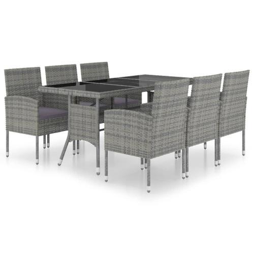 Vidaxl Jeu À Dîner De Jardin 7 Pcs Résine Tressée Anthracite Et Gris on Productcaster.