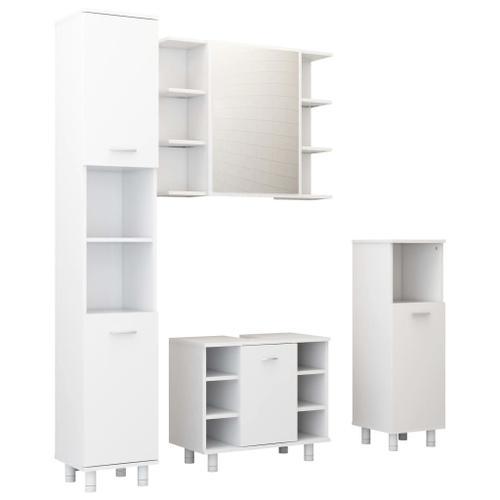 Vidaxl Ensemble De Meubles De Salle De Bain 4 Pcs Blanc Aggloméré on Productcaster.