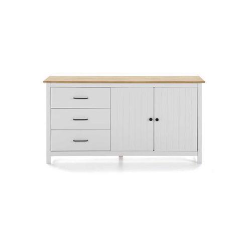 Buffet 2 Portes 3 Tiroirs Bois/Blanc - Daranmi on Productcaster.