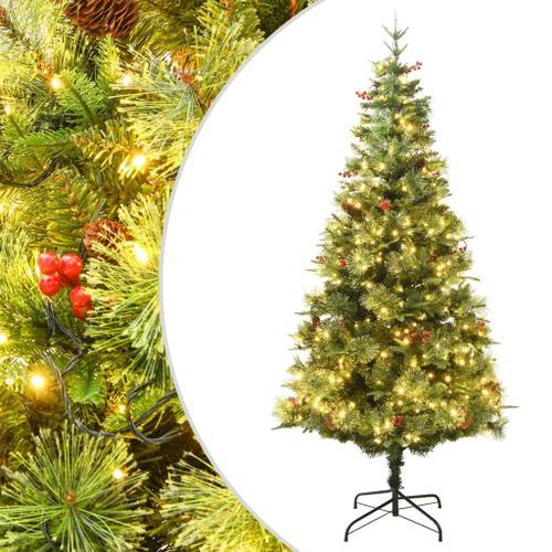 vidaXL Sapin de Noël avec LED et pommes de pin Vert 120 cm PVC et PE on Productcaster.