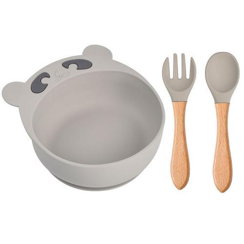 Ensemble Bol En Silicone Pour Enfants, Cuillère Et Fourchette, Ours... on Productcaster.