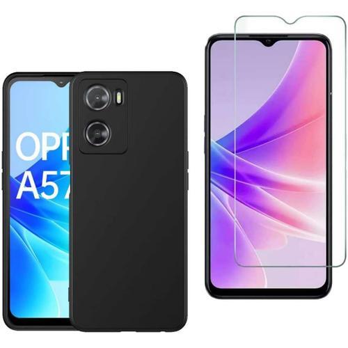 Coque Silicone Souple Noir Et 2 Verres Trempés 2.5d Pour Oppo A57 4g on Productcaster.