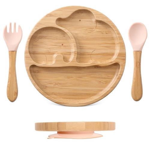 3pc Peach Elephant - Ensemble D'outils D'alimentation Pour Bébés, B... on Productcaster.