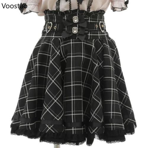 Jupe Gothique Lolita Taille Haute À Double Nministériels D Pour Fem... on Productcaster.