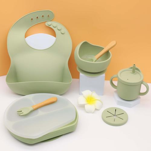 6 Pcs - Vaisselle En Silicone Pour Bébé, Aliments Sûrs, Avec Ventou... on Productcaster.