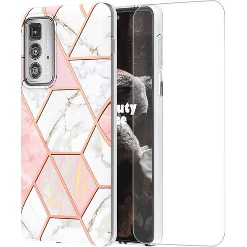 Coque Pour Moto Edge 20 Pro Avec Verre Trempé , Motif De Marbre Ult... on Productcaster.