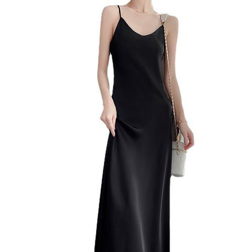 Femme - Col V Ample - Couleur Unie - Soie Soie - Maxi Slip Dress - ... on Productcaster.