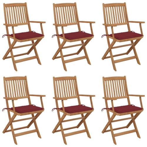 Vidaxl Chaises Pliables De Jardin 6 Pcs Avec Coussins Bois D'acacia on Productcaster.