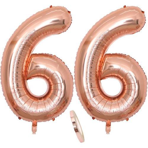 2 Ballons Numéro 66, Ballon 66 Ans Anniversaire Or Rose Femme Homme... on Productcaster.