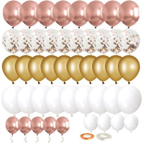 70 Pièces Ballon Anniversaire Rose Gold Or Ballon, Ballon Or Rose D... on Productcaster.