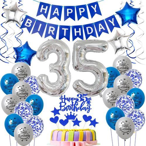 Ballons 35 Ans Anniversaire Homme Decoration Bleu, 35 Ans Homme Dec... on Productcaster.