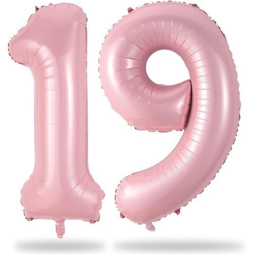 Ballon Décoratif 19E Anniversaire Rose Pastel En Forme De Chiffre 1... on Productcaster.