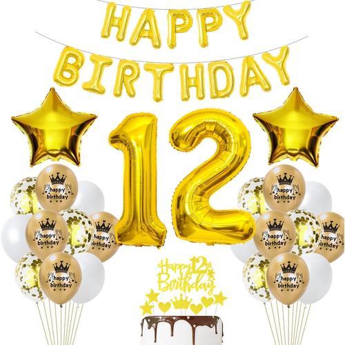 Ballon 12 Ans Anniversaire Decoration Or 12 Anniversaire Fille Or D... on Productcaster.