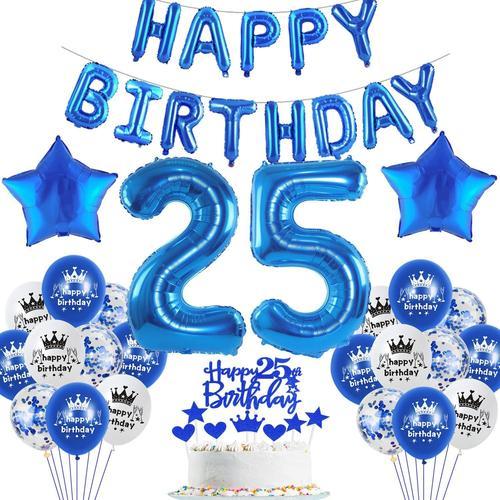 Ballon Bleu Décoration 25 Ans Anniversaire Homme Ballon Transparent... on Productcaster.