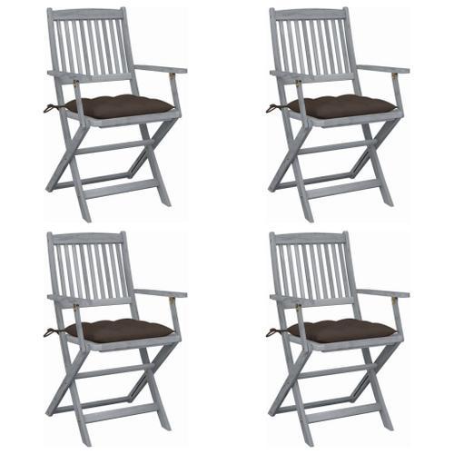 Vidaxl Chaises Pliables D'extérieur 4 Pcs Avec Coussins Bois D'acacia on Productcaster.