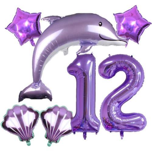 Grand Set De Ballons Dauphins, Xxl Numero 12 Ballons Chiffres Lilas... on Productcaster.