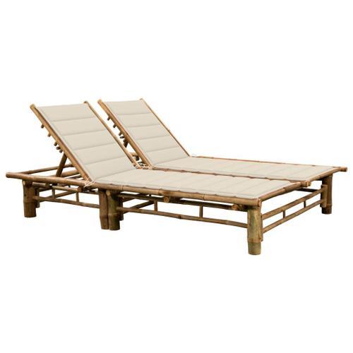 Vidaxl Chaise Longue Pour 2 Personnes Avec Coussins Bambou on Productcaster.