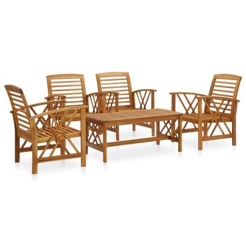 Vidaxl Salon De Jardin 5 Pcs Bois D'acacia Massif on Productcaster.