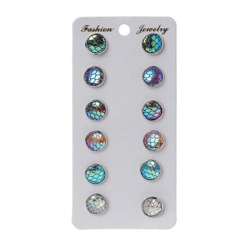 6 Paires De Boucles D¿Oreilles Sweet Fish Scale Stud Set Beauty Sur... on Productcaster.