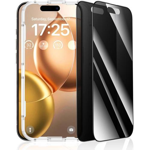 Verre Trempé Anti Espion Pour Iphone 15 Pro 6,1 Pouces, Bord Noir I... on Productcaster.