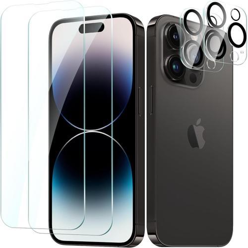 2 Pièces Protection Écran Verre Trempé Pour Iphone 14 Pro Avec 2 Pi... on Productcaster.