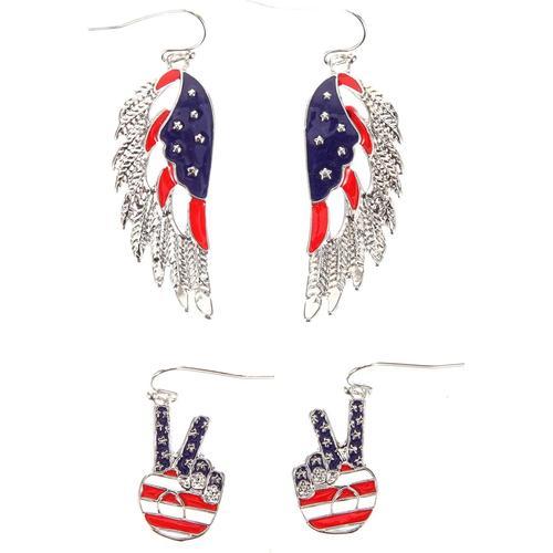 2 Paires De Boucles Doreilles Flagearrings Drapeau Crossusa Fausse ... on Productcaster.