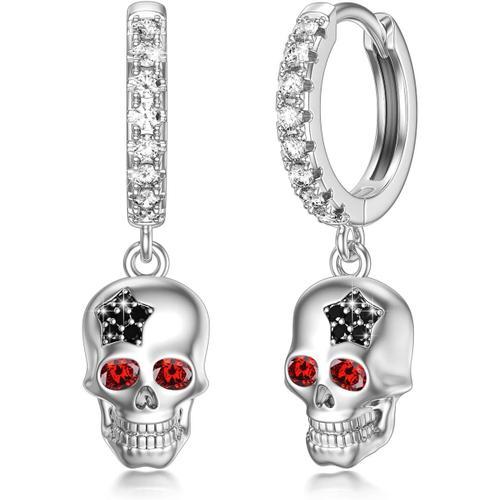 Boucles D'oreilles Créoles En Argent 925 Avec Tête De Mort/Loup - B... on Productcaster.