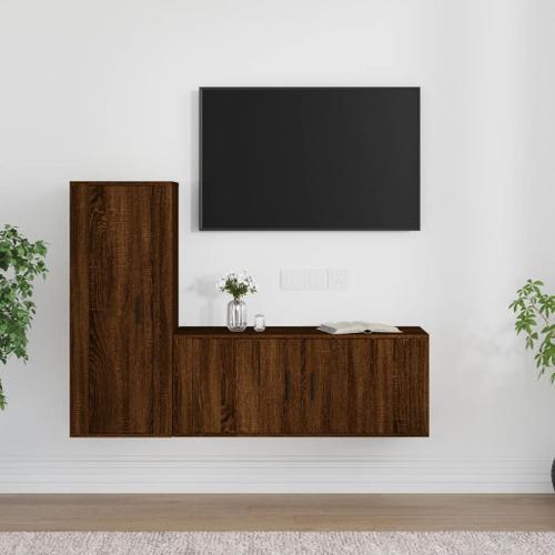 Vidaxl Ensemble De Meubles Tv 2 Pcs Chêne Marron Bois D'ingénierie on Productcaster.