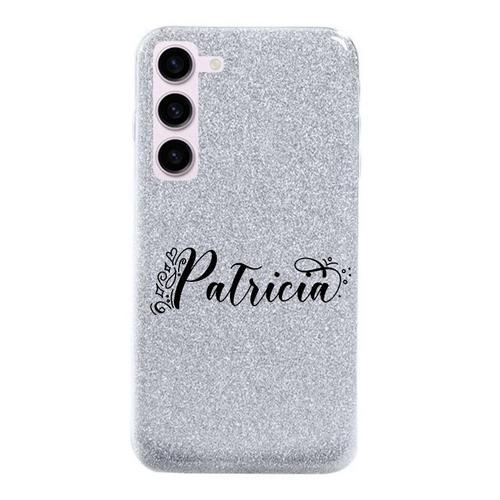 Coque Galaxy S23 Plus Paillettes Argent Prenom 7 Fleur Et Coeur Noir on Productcaster.