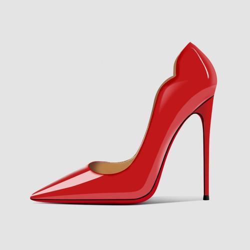 Talons Hauts Noirs Extra Fins Pour Femmes,Semelle Rouge,Bouche Supe... on Productcaster.