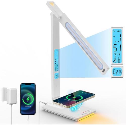 Lampe De Bureau Led Avec Chargeur Sans Fil 10w, Usb Recharge, Régla... on Productcaster.