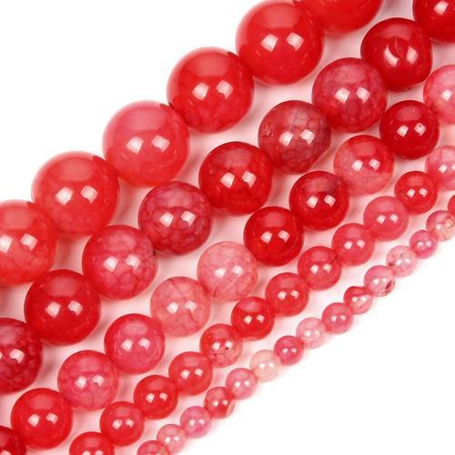 Perles En Pierre Naturelle De 4-12mm,Rose,Rouge,Rayures,Agates,Tour... on Productcaster.