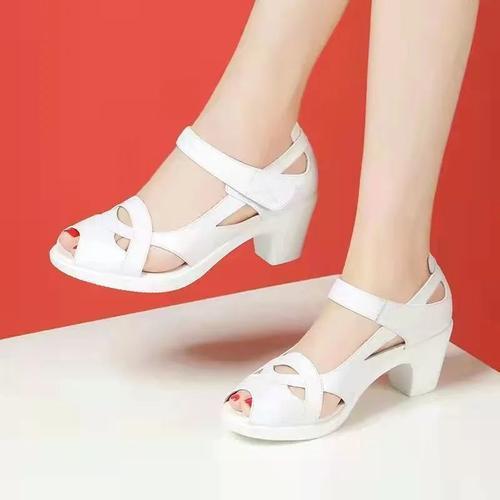 Cresfimix-Chaussures À Talons Hauts En Cuir Blanc Pour Femmes,Escar... on Productcaster.